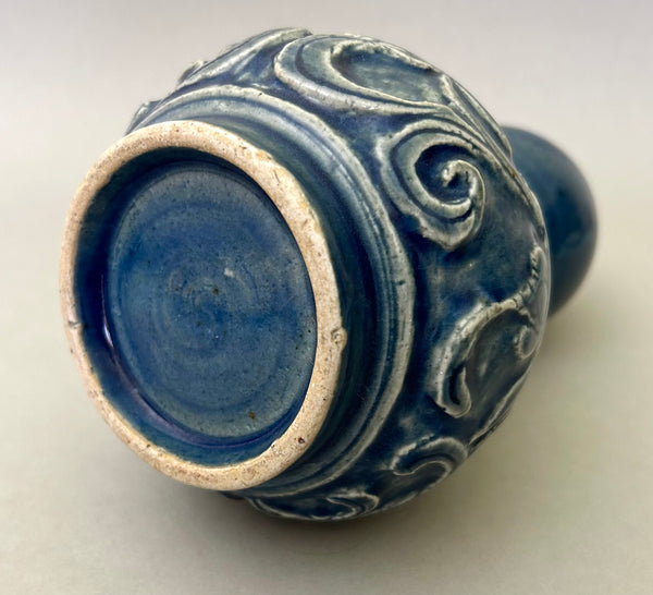 Ming Blue Monochrome Fahua Lotus double gourd vase - 15th - 17th Century Chinese Porcelain