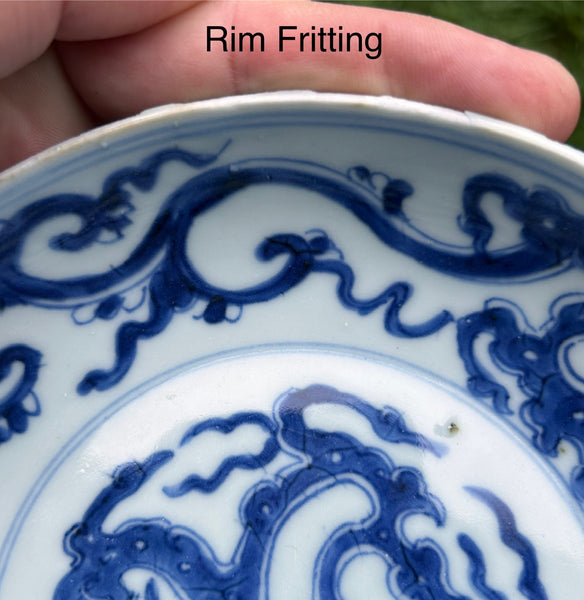Kangxi kuilong Dragon Plate Chinese Porcelain Antique 1662 - 1722
