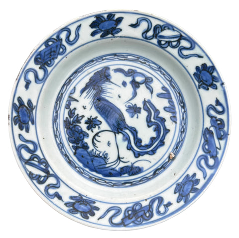 Ming Wanli Phoenix Plate Chinese Porcelain Antique 16th Century