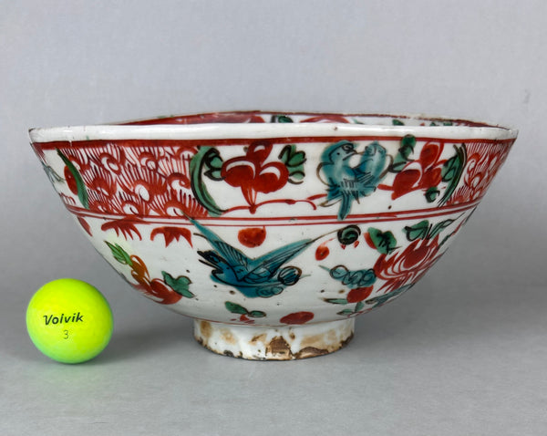 Ming Swatow Polychrome Bird & Flower Bowl 16th Century Chinese Porcelain Antique