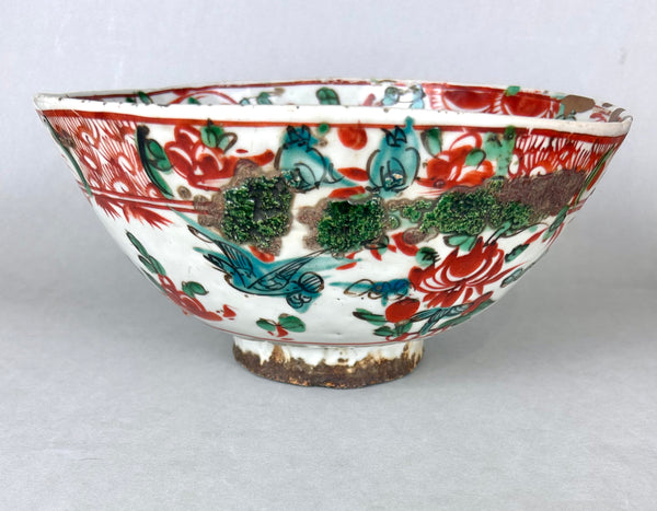 Ming Swatow Polychrome Bird & Flower Bowl 16th Century Chinese Porcelain Antique