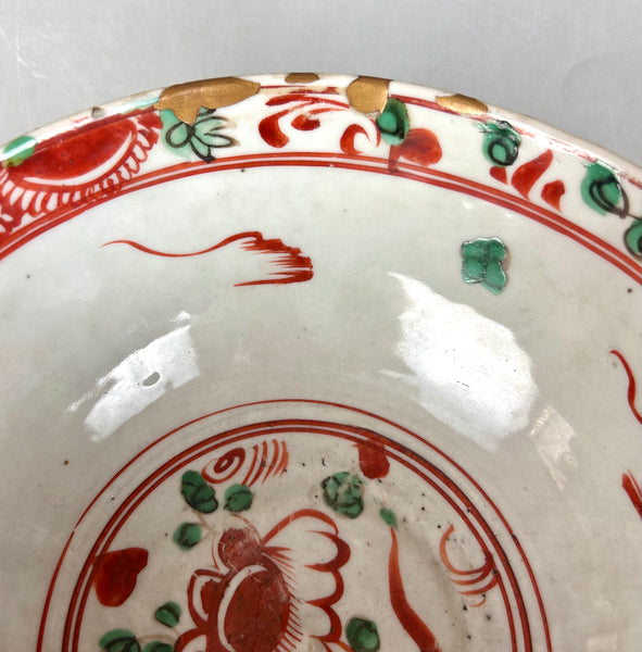 Ming Swatow Polychrome Bird & Flower Bowl 16th Century Chinese Porcelain Antique