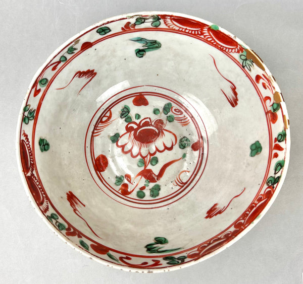 Ming Swatow Polychrome Bird & Flower Bowl 16th Century Chinese Porcelain Antique