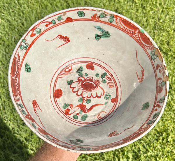 Ming Swatow Polychrome Bird & Flower Bowl 16th Century Chinese Porcelain Antique