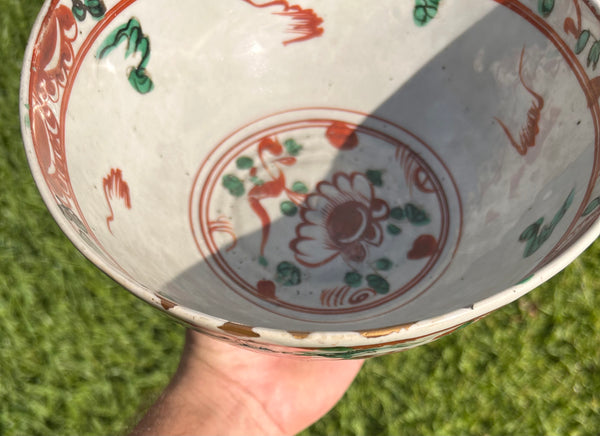 Ming Swatow Polychrome Bird & Flower Bowl 16th Century Chinese Porcelain Antique