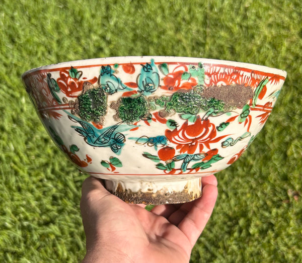 Ming Swatow Polychrome Bird & Flower Bowl 16th Century Chinese Porcelain Antique