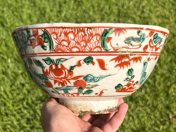 Ming Swatow Polychrome Bird & Flower Bowl 16th Century Chinese Porcelain Antique