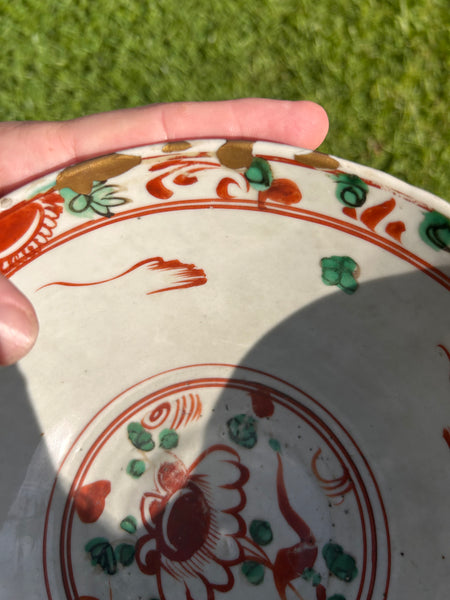 Ming Swatow Polychrome Bird & Flower Bowl 16th Century Chinese Porcelain Antique