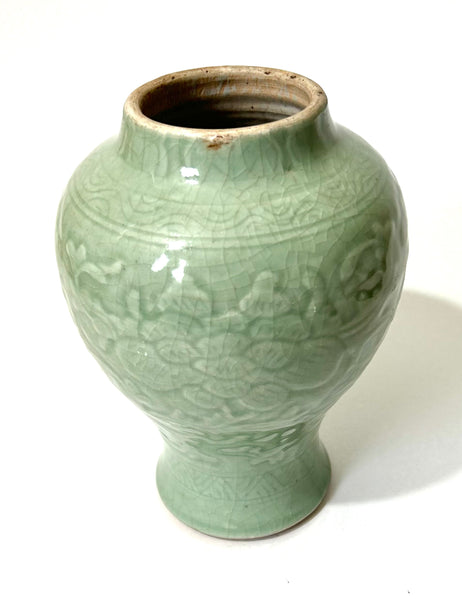 Ming Celadon Peony scroll vase - Chinese Porcelain