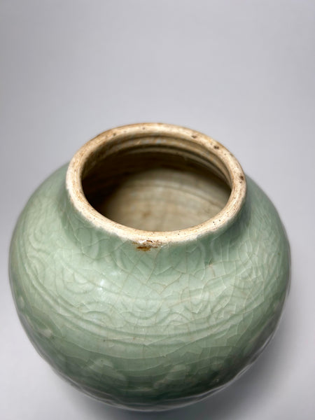 Ming Celadon Peony scroll vase - Chinese Porcelain