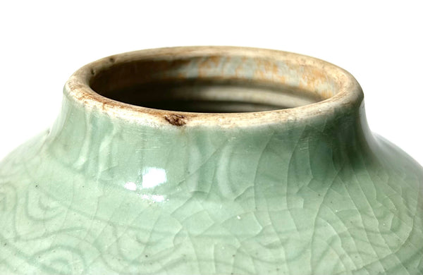 Ming Celadon Peony scroll vase - Chinese Porcelain