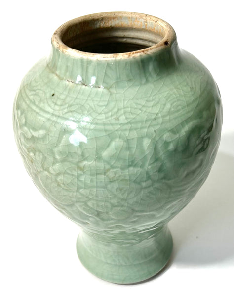 Ming Celadon Peony scroll vase - Chinese Porcelain