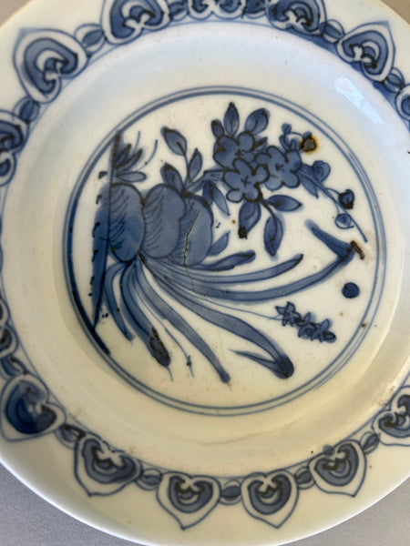 Ming blue and white Flowers and Rui heads plate - Chinese Porcelain