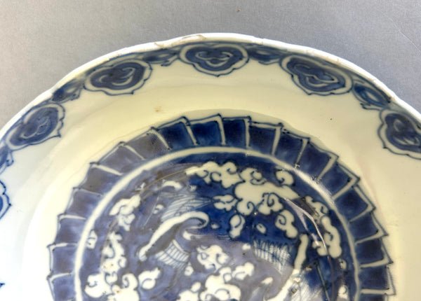 Late Ming - Kangxi three crane plate - Chinese Porcelain