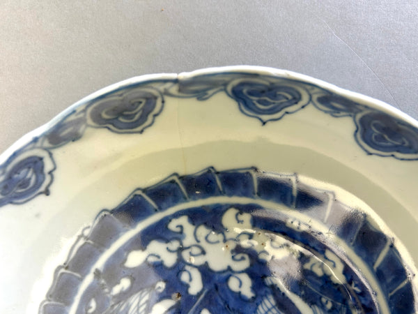 Late Ming - Kangxi three crane plate - Chinese Porcelain