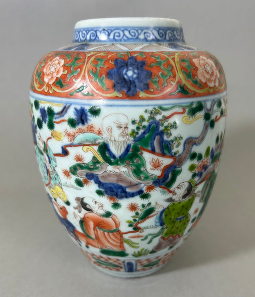 Yongzheng - Qianlong Doucai Immortals Jar 18th Century Antique