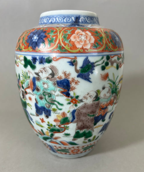 Yongzheng - Qianlong Doucai Immortals Jar 18th Century Antique