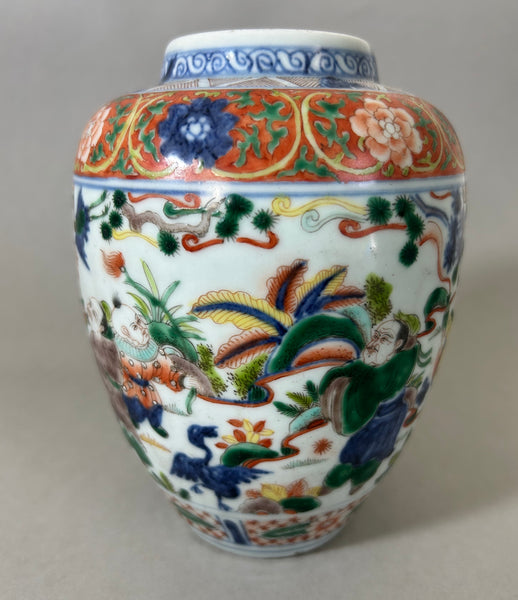 Yongzheng - Qianlong Doucai Immortals Jar 18th Century Antique