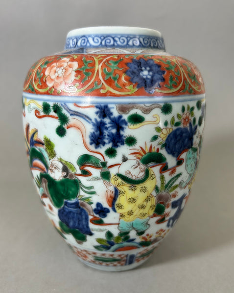 Yongzheng - Qianlong Doucai Immortals Jar 18th Century Antique