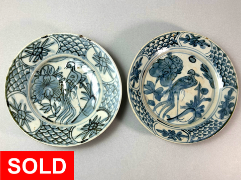 2 x Swatow Phoenix  plates - Ming Chinese Porcelain - Zhangzou