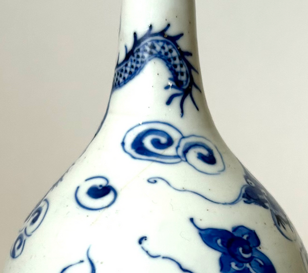 Qing 'Bleu de Hue' Dragon Vase with inner Palace Mark. 19th Century