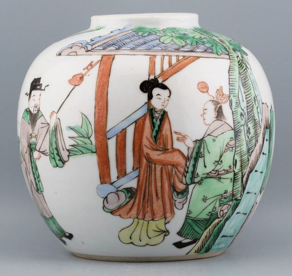 Qing Famille Verte Jar Chinese Porcelain Antique 19th Century