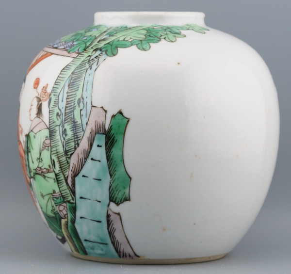 Qing Famille Verte Jar Chinese Porcelain Antique 19th Century