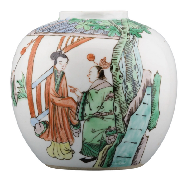 Qing Famille Verte Jar Chinese Porcelain Antique 19th Century