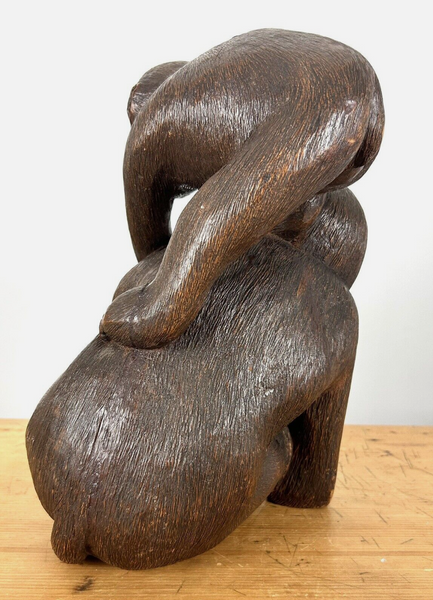 Okimono of 2 Monkeys (not Netsuke) Wood Japanese Edo Antique 18th - 19th C