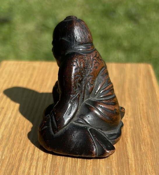 Bronze Scroll Weight Chinese Boy And Goat Antique 18th - 19th Century