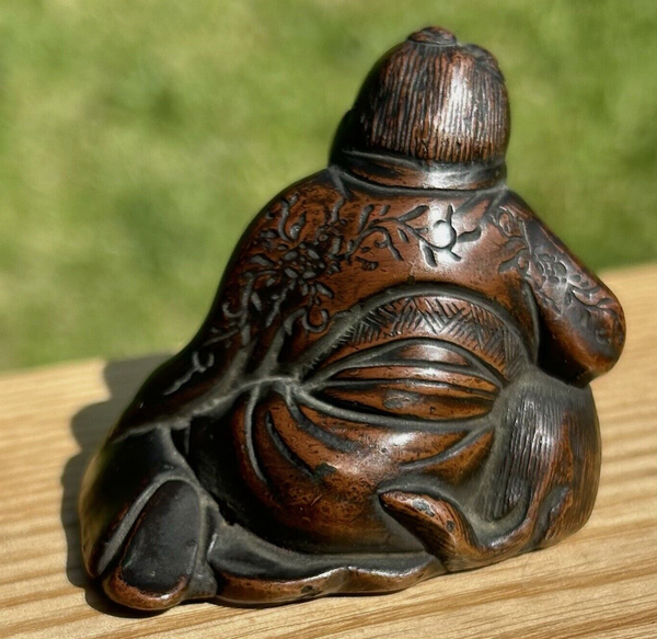 Bronze Scroll Weight Chinese Boy And Goat Antique 18th - 19th Century