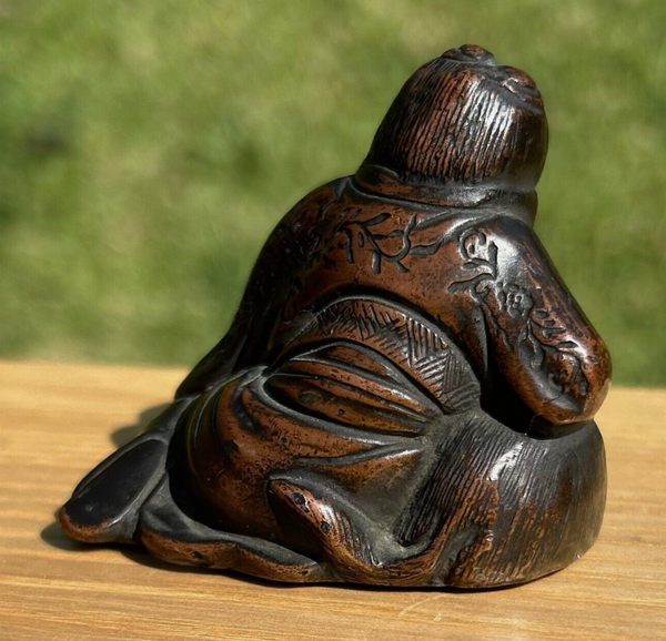 Bronze Scroll Weight Chinese Boy And Goat Antique 18th - 19th Century