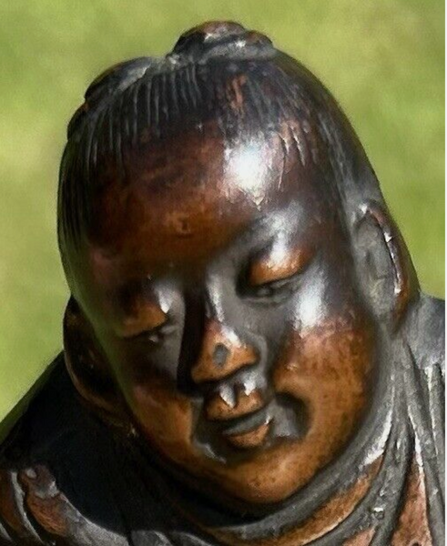Bronze Scroll Weight Chinese Boy And Goat Antique 18th - 19th Century