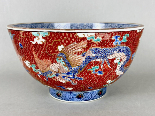 SOLD   Ko - Imari Kinrande Dragon Bowl 18th Century Japanese Edo Porcelain Antique