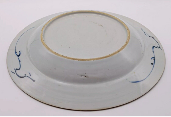 Kangxi Blue & White Peony Flower Plate Chinese Porcelain Antique 1662 - 1722