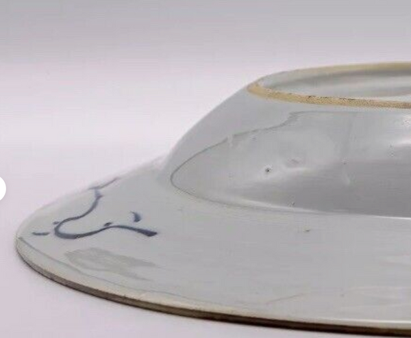 Kangxi Blue & White Peony Flower Plate Chinese Porcelain Antique 1662 - 1722