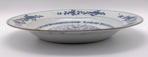 Kangxi Blue & White Peony Flower Plate Chinese Porcelain Antique 1662 - 1722