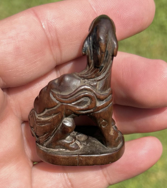 Netsuke of Kirin Wood Japanese Edo Antique 18th Century