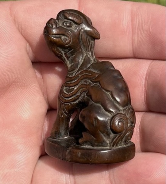 Netsuke of Kirin Wood Japanese Edo Antique 18th Century