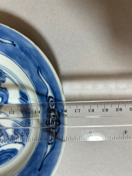 Kangxi leaping Dragon and Fish plate -  Qing Chinese Porcelain